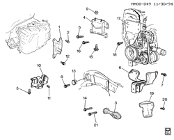 MOTEUR 4 CYLINDRES Buick Skylark 1994-1994 N ENGINE & TRANSMISSION MOUNTING-L4-2.3L (L40/2.3-3)(M13)