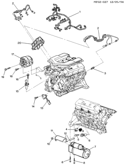 СТАРТЕР-ГЕНЕРАТОР-СИСТЕМА ЗАЖИГАНИЯ-ЭЛЕКТРООБОРУДОВАНИЕ-ЛАМПЫ Chevrolet Camaro 1993-1995 F ENGINE ELECTRICAL (L32/3.4S)