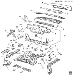 BODY MOLDINGS-SHEET METAL-REAR COMPARTMENT HARDWARE-ROOF HARDWARE Cadillac Seville 1994-1994 KD,KF SHEET METAL/BODY-UNDERBODY & REAR END