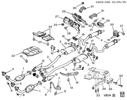 FUEL SYSTEM-EXHAUST-EMISSION SYSTEM Cadillac Fleetwood Brougham 1995-1996 D EXHAUST SYSTEM-V8 DUAL(EXC (NM8))