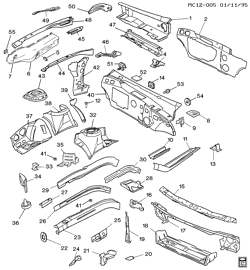 BODY MOLDINGS-SHEET METAL-REAR COMPARTMENT HARDWARE-ROOF HARDWARE Buick Park Avenue 1992-1996 C SHEET METAL/BODY-ENGINE COMPARTMENT & DASH