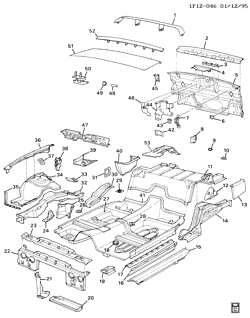 BODY MOLDINGS-SHEET METAL-REAR COMPARTMENT HARDWARE-ROOF HARDWARE Chevrolet Camaro 1991-1992 F SHEET METAL/BODY PART 1-UNDERBODY, ENGINE COMPARTMENT & REAR END