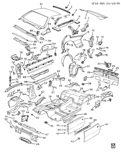 BODY MOLDINGS-SHEET METAL-REAR COMPARTMENT HARDWARE-ROOF HARDWARE Chevrolet Camaro 1987-1990 F SHEET METAL/BODY