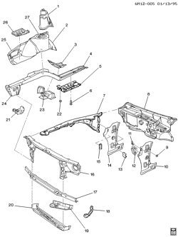 BODY MOLDINGS-SHEET METAL-REAR COMPARTMENT HARDWARE-ROOF HARDWARE Cadillac Deville 1995-1996 EK SHEET METAL/BODY ENGINE COMPARTMENT