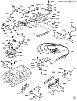 MOTOR 8 CILINDROS Chevrolet Corvette 1990-1995 Y ENGINE ASM-5.7L V8 PART 6 MANIFOLDS AND FUEL RELATED PARTS (LT5/5.7J)