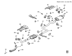 FUEL SYSTEM-EXHAUST-EMISSION SYSTEM Buick Regal 1993-1993 W EXHAUST SYSTEM-V6 (LH0/3.1T)(EXC (NC5))