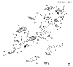 FUEL SYSTEM-EXHAUST-EMISSION SYSTEM Chevrolet Lumina 1993-1993 W EXHAUST SYSTEM-V6 (L64/3.1W,LH0/3.1T)