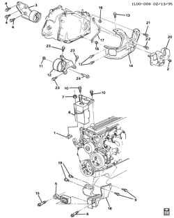 6-ЦИЛИНДРОВЫЙ ДВИГАТЕЛЬ Chevrolet Beretta 1993-1996 L ENGINE & TRANSMISSION MOUNTING-L4-2.2L (LN2/2.2-4)