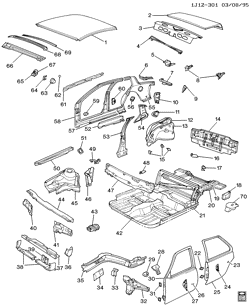 BODY MOLDINGS-SHEET METAL-REAR COMPARTMENT HARDWARE-ROOF HARDWARE Chevrolet Cavalier 1984-1987 J69 SHEET METAL/BODY