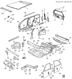 BODY MOLDINGS-SHEET METAL-REAR COMPARTMENT HARDWARE-ROOF HARDWARE Chevrolet Cavalier 1984-1991 J35 SHEET METAL/BODY