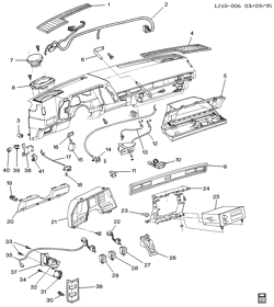 WINDSHIELD-WIPER-MIRRORS-INSTRUMENT PANEL-CONSOLE-DOORS Chevrolet Cavalier 1985-1988 JE INSTRUMENT PANEL PART 2