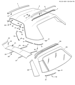 BODY WIRING-ROOF TRIM Chevrolet Cavalier 1988-1989 J67 FOLDING TOP COVER