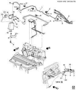 FUEL SYSTEM-EXHAUST-EMISSION SYSTEM Chevrolet Cavalier 1996-1997 J VAPOR CANISTER & RELATED PARTS (LN2/2.2-4)