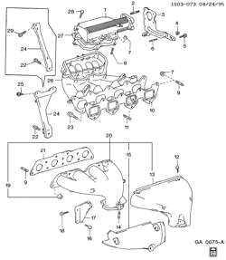 FUEL SYSTEM-EXHAUST-EMISSION SYSTEM Chevrolet Prizm 1993-1995 S INTAKE & EXHAUST MANIFOLD (L01/1.6-6)(LV6/1.8-8)(NA5/FEDERAL EMISSIONS)