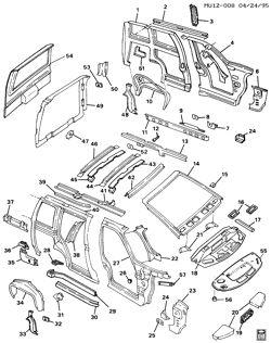 BODY MOLDINGS-SHEET METAL-REAR COMPARTMENT HARDWARE-ROOF HARDWARE Chevrolet Lumina APV 1993-1996 U SHEET METAL/BODY PART 1-SIDE FRAME, DOOR, ROOF & REAR END