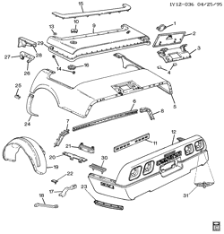 BODY MOLDINGS-SHEET METAL-REAR COMPARTMENT HARDWARE-ROOF HARDWARE Chevrolet Corvette 1993-1996 Y67 BODY/REAR OUTER