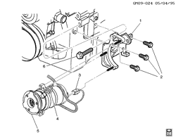 SUP. DE CARR. - AIR CLIM.- AUDIO/DIVERTISSEMENT Buick Lesabre 1996-1999 H A/C COMPRESSOR MOUNTING-V6 3.8K(L36)