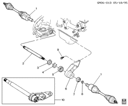 FRONT SUSPENSION-STEERING Pontiac Grand Am 1995-1995 N DRIVE AXLE MOUNTING/FRONT INTERMEDIATE SHAFT (LD2/2.3D, MJ1)