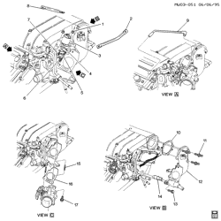 FUEL SYSTEM-EXHAUST-EMISSION SYSTEM Chevrolet Monte Carlo 1996-1997 W E.G.R. VALVE & RELATED PARTS (LQ1/3.4X)
