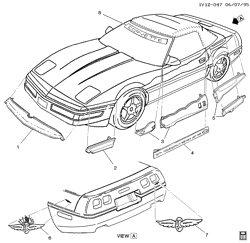 BODY MOLDINGS-SHEET METAL-REAR COMPARTMENT HARDWARE-ROOF HARDWARE Chevrolet Corvette 1995-1995 Y STRIPES/BODY (INDY PACE CAR PACKAGE Z4Z)