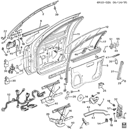WINDSHIELD-WIPER-MIRRORS-INSTRUMENT PANEL-CONSOLE-DOORS Buick Skylark 1996-1997 N37 DOOR HARDWARE/FRONT