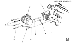 BODY MOUNTING-AIR CONDITIONING-AUDIO/ENTERTAINMENT Chevrolet Corvette 1992-1995 Y A/C COMPRESSOR MOUNTING (LT1)