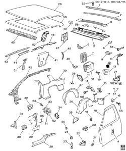 BODY MOLDINGS-SHEET METAL-REAR COMPARTMENT HARDWARE-ROOF HARDWARE Cadillac Funeral Coach 1991-1993 C47 SHEET METAL/BODY-SIDE FRAME, DOOR & ROOF