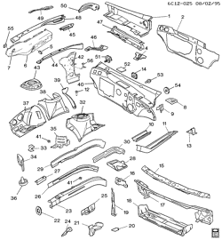 BODY MOLDINGS-SHEET METAL-REAR COMPARTMENT HARDWARE-ROOF HARDWARE Cadillac Deville 1992-1993 C SHEET METAL/BODY-ENGINE COMPARTMENT & DASH