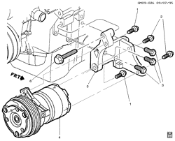 КРЕПЛЕНИЕ КУЗОВА-КОНДИЦИОНЕР-АУДИОСИСТЕМА Pontiac Bonneville 1995-1995 H A/C COMPRESSOR MOUNTING-V6 (L36/3.8K)(L36)