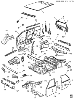 BODY MOLDINGS-SHEET METAL-REAR COMPARTMENT HARDWARE-ROOF HARDWARE Chevrolet Cavalier 1994-1994 J35 SHEET METAL/BODY