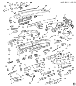 WINDSHIELD-WIPER-MIRRORS-INSTRUMENT PANEL-CONSOLE-DOORS Buick Regal 1993-1994 W INSTRUMENT PANEL