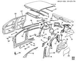 BODY MOLDINGS-SHEET METAL-REAR COMPARTMENT HARDWARE-ROOF HARDWARE Buick Somerset 1992-1998 N69 SHEET METAL/BODY PART 2-SIDE FRAME, DOOR & ROOF