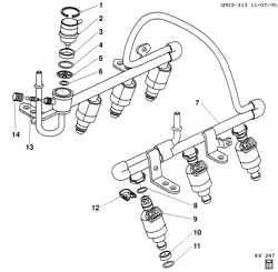 FUEL SYSTEM-EXHAUST-EMISSION SYSTEM Buick Lesabre 2000-2005 H FUEL INJECTOR RAIL (L36/3.8K)