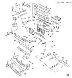 BODY MOLDINGS-SHEET METAL-REAR COMPARTMENT HARDWARE-ROOF HARDWARE Pontiac Grand Prix 1992-1996 W SHEET METAL/BODY-ENGINE COMPARTMENT & DASH