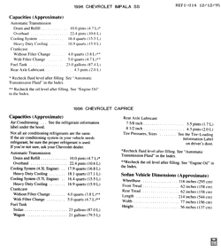 PEÇAS DE MANUTENÇÃO-FLUIDOS-CAPACITORES-CONECTORES ELÉTRICOS-SISTEMA DE NUMERAÇÃO DE IDENTIFICAÇÃO DE VEÍCULOS Chevrolet Caprice 1996-1996 B CAPACITIES