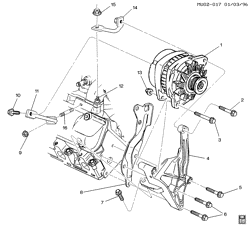 STARTER-GENERATOR-IGNITION-ELECTRICAL-LAMPS Chevrolet Venture APV 1997-1998 U GENERATOR MOUNTING (LA1/3.4E)