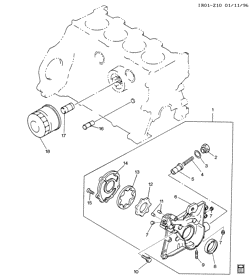 LUBRIFICAÇÃO - ARREFECIMENTO - GRADE DO RADIADOR Chevrolet Storm 1990-1991 R ENGINE OIL PUMP & FILTER (LW0/1.6-5)