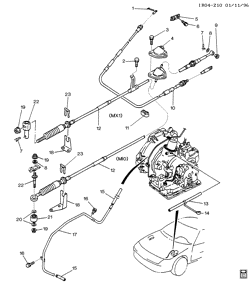 5-СКОРОСТНАЯ МЕХАНИЧЕСКАЯ КОРОБКА ПЕРЕДАЧ Chevrolet Storm 1990-1993 R AUTOMATIC TRANSAXLE SHIFT CONTROL & PARK LOCK CABLE PARTS(MX1,M10)