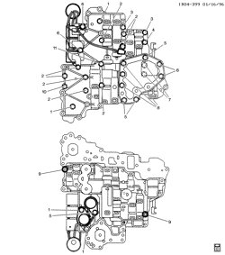 5-СКОРОСТНАЯ МЕХАНИЧЕСКАЯ КОРОБКА ПЕРЕДАЧ Chevrolet Storm 1990-1993 R AUTOMATIC TRANSAXLE CONTROL VALVE MOUNTING(M10)