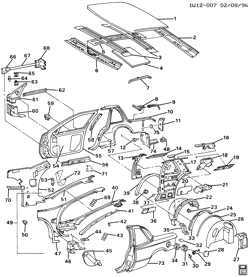 BODY MOLDINGS-SHEET METAL-REAR COMPARTMENT HARDWARE-ROOF HARDWARE Chevrolet Lumina 1992-1994 W27 SHEET METAL/BODY-SIDE FRAME, DOOR & ROOF