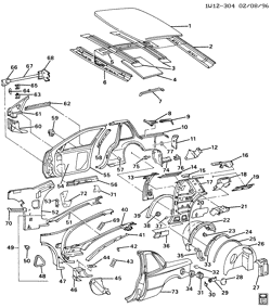 BODY MOLDINGS-SHEET METAL-REAR COMPARTMENT HARDWARE-ROOF HARDWARE Chevrolet Lumina 1990-1991 W27 SHEET METAL/BODY-SIDE FRAME, DOOR & ROOF