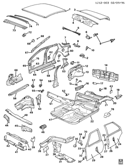 BODY MOLDINGS-SHEET METAL-REAR COMPARTMENT HARDWARE-ROOF HARDWARE Chevrolet Cavalier 1994-1994 J69 SHEET METAL/BODY