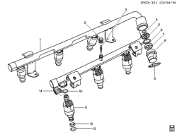 FUEL SYSTEM-EXHAUST-EMISSION SYSTEM Chevrolet Monte Carlo 1996-1997 W FUEL INJECTOR RAIL (LQ1/3.4X)
