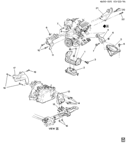 6-ЦИЛИНДРОВЫЙ ДВИГАТЕЛЬ Buick Century 1999-2004 W69 ENGINE & TRANSMISSION MOUNTING (L67/3.8-1)