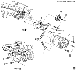 КРЕПЛЕНИЕ КУЗОВА-КОНДИЦИОНЕР-АУДИОСИСТЕМА Pontiac Firebird 1995-1998 F A/C COMPRESSOR MOUNTING (L36/3.8K)(C60)