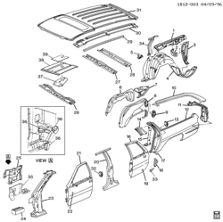 BODY MOLDINGS-SHEET METAL-REAR COMPARTMENT HARDWARE-ROOF HARDWARE Chevrolet Impala SS 1991-1996 B35 SHEET METAL/BODY PART 2 SIDE FRAME, DOOR & ROOF