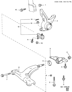 FRONT SUSPENSION-STEERING Chevrolet Prizm 1993-1995 S CONTROL ARM & STEERING KNUCKLE