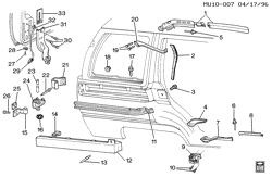 WINDSHIELD-WIPER-MIRRORS-INSTRUMENT PANEL-CONSOLE-DOORS Chevrolet Lumina APV 1993-1996 U TRACK/SLIDE DOOR (EXC (E58))