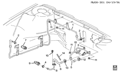 FRONT END SHEET METAL-HEATER-VEHICLE MAINTENANCE Pontiac Grand Prix 1992-1995 W HOSES & PIPES/HEATER (LQ1/3.4X)