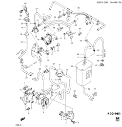 FUEL SYSTEM-EXHAUST-EMISSION SYSTEM Chevrolet Metro 1996-1996 M08 EMISSION CONTROLS (L72/1.3-9)